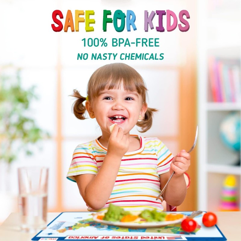 merka Kids US Map Placemat for Dining Table, Non Slip