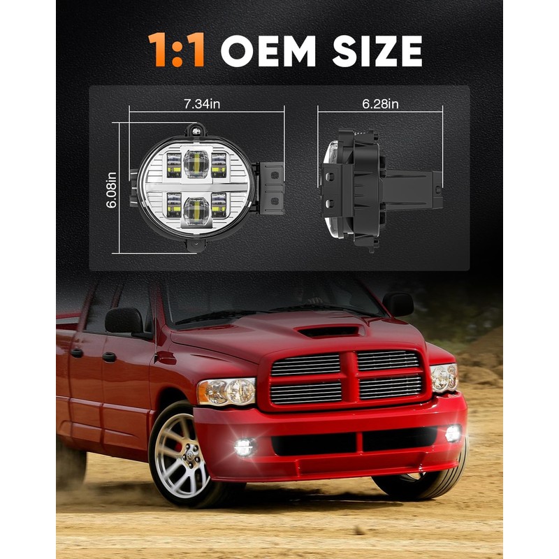 BICYACO LED Fog Light with DRL Compatible with Dodge Ram