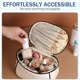 lllyan Women's Travel Makeup Bag - Waterproof Large Capacity Cosmetic Organizer with Compartments, Portable Toiletry Pouch, Essential for Travel, Durable Toiletry Organizer(Black and white)