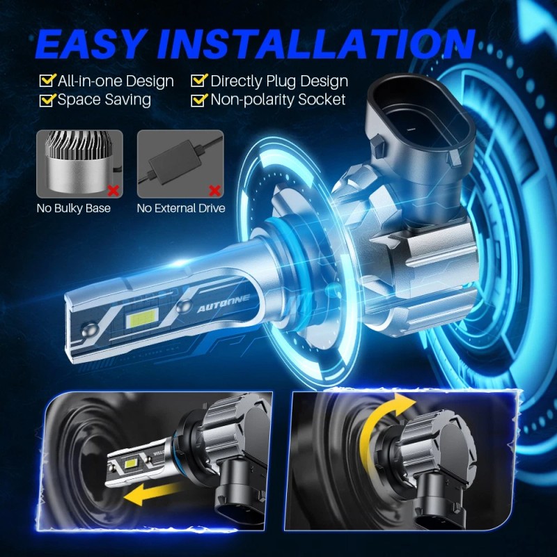 AUTOONE 9005 HB3 LED Headlight Super Bright High/Low Beam Bulbs