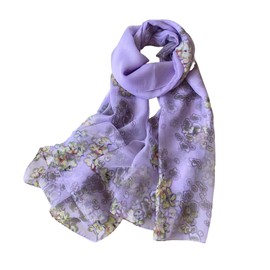 BRMM MIA Ultra Thin Large Scarf, Scarf, Flower Shawl, Large Stole, Silk, Women's, Spring/Summer, Elegant, Stylish, Sea, Travel, Sun Protection, UV Protection, purple