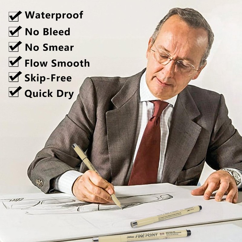 MOTIBACK 6 PCS Fineliner Drawing Pens Set – Black Fine