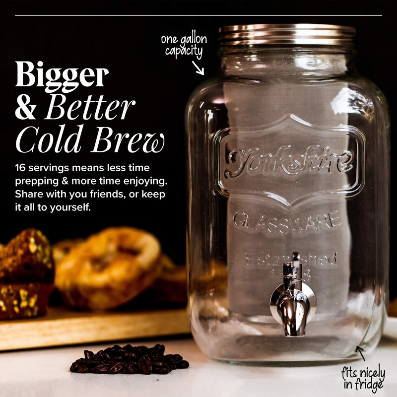 Willow & Everett Cold Brew Coffee & Iced-Tea Maker Pitcher,