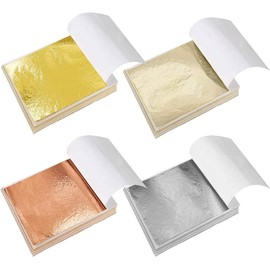 400 Hoja de Oro, Imitación de Pan de Oro para Artes, Copos de Lámina de Oro Metálico para Hacer Joyas de Resina, Arte de Uñas, Manualidades Doradas, Pintura