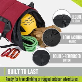 PAMLIAPY Arborist Rope Bag, 35L Tree Climbing Rope Bag, Arborist Equipment Bucket Backpack, Arborist Gear Carrier Bag with Side Pockets, Rock and Tree Climbing Equipment, Tough Rock Climbing Backpack