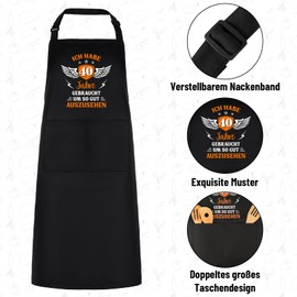 Livdouyu 40/50th Birthday Man, BBQ Apron for Men Funny Waterproof BBQ Apron Kitchen Apron Cooking Apron Men Gift Ideas Gifts Birthday Man, black