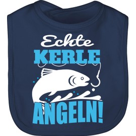 Shirtracer - Baby Bib - Sayings - Real Kerle Fishing Fish, 1 Navy Blue