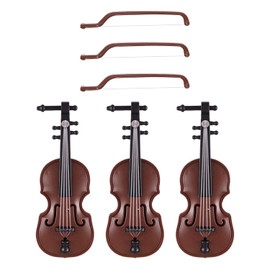 CHROMACRAFT 3 Pieces Mini Violin, Miniature Violin, Wooden Musical Instrument Model, Miniature Musical Instrument Model Decoration, Creative Mini Musical Instrument Decoration, Gift For Violin Lovers