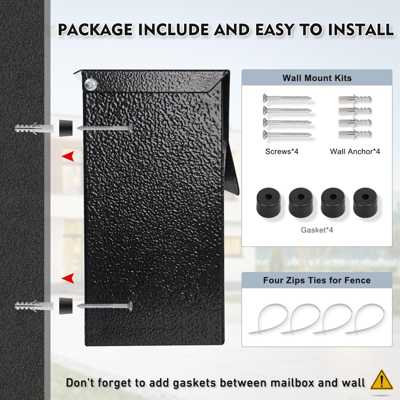 KYODOLED Wall-Mount Mailbox, Large Capacity Mail Box, Mailboxes for Outside,