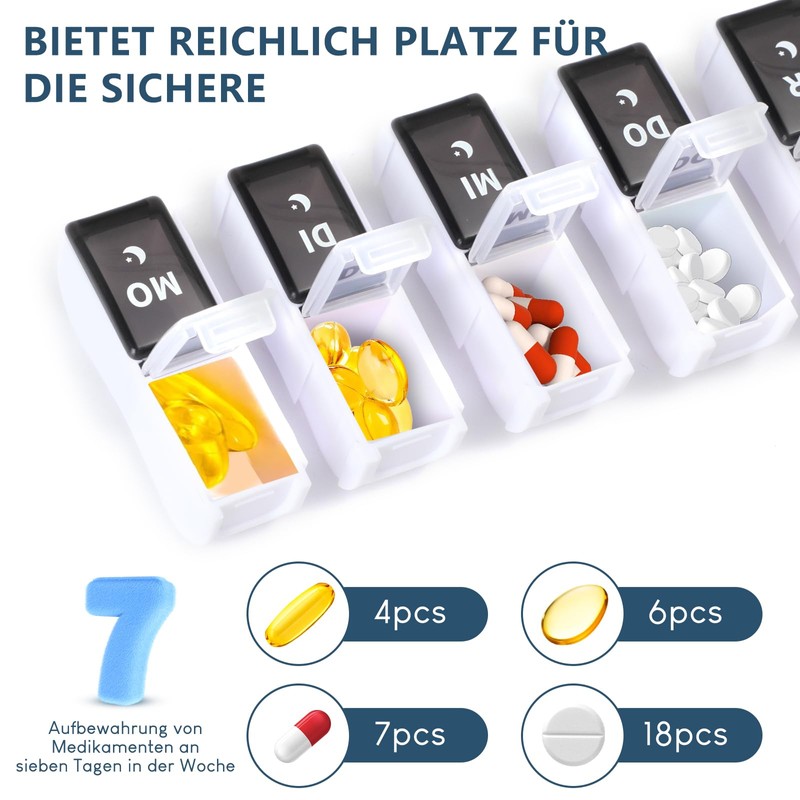 JANUIXCO Pill Box 7 Days Morning Evening Pill Box 7