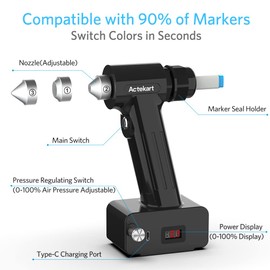 Actekart Marker Airbrush for Painting Creative (Fit 90% of Markers)-Versatile Cordless Gundam Marker Airbrush for Model Coloring, Uneven Artwork, DIY Crafts, Stencils, Paint Background