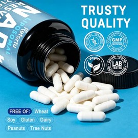 Suplemento liposomal NAD de 2150 mg, NAD+ con resveratrol, quercetina, CoQ10, ácido alfa lipoico, PQQ, apoya la energía celular y el envejecimiento sa