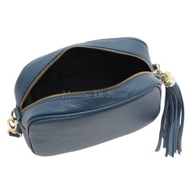 Montte Di Jinne - 100% Made in Italy - Soft Leather Leather Women's Cross Body Bag with Tassel key Ring (FUCHSIA)