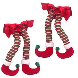 Hooqict 20'' Elf Legs for Christmas Decorations 2Pack Cotton Christmas Elf Stuffed Legs for Christmas Tree Holiday Wreaths Car Decorations