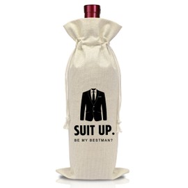 AWSICE Wedding Wine Bottle Bag - Best Man Proposal Gifts - Wedding Engagement Gift Bag for Groom - Reusable Wine Bags with Drawstring - Bridal Planning Shower Decorations-A13