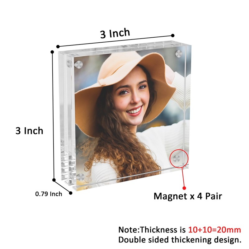Hongtuocb 3x3 Acrylic Picture Frame 2 Pack, Square Acrylic Photo