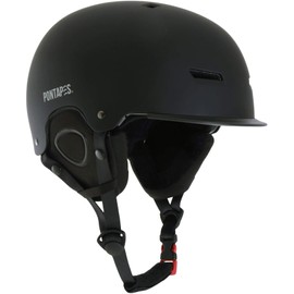 PONTAPES PONH-1982 Snowboarding Helmet, Adjustable Dial Size, CE Standard/EN1077 Certified, Men's, Women's, Adults, Black x Black, L 22.8 - 24.0 inches (58 - 61 cm), Protector, Snowboarding, Men's,