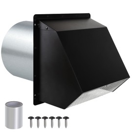 8 Inch Wall Vent Hood Wall Exhaust Vent Cover Outdoor Hooded Wall Vent with Screen and Damper,Wall Vent Cover Cap Exterior Air Exhaust for Kitchen Range Hood HVAC Duct Dryer Vent,Galvanized Steel