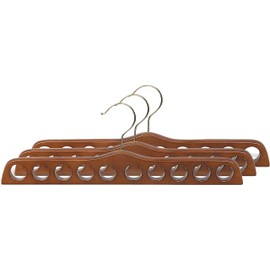 Walnut Finish Wood Scarf Hanger with 10 Holes and Brass Hardware in 17 1/2" Length X 3/4" Thick, 1 Hanger