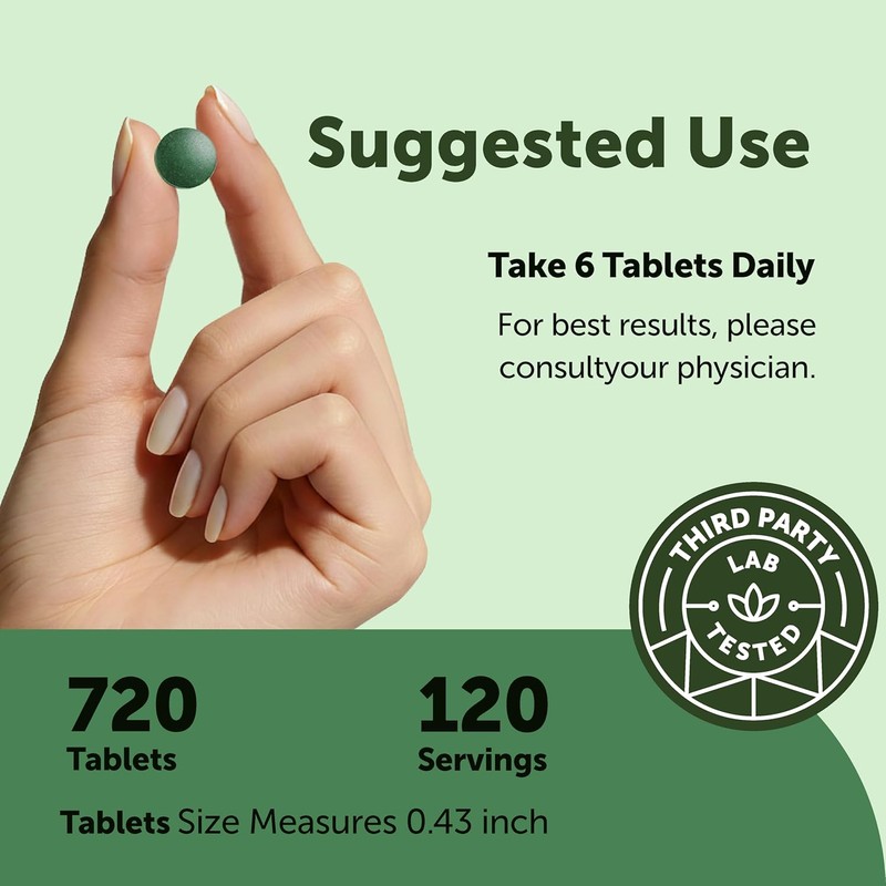Micro Ingredients Organic Spirulina Chlorella Tablets, 720 Count | 4