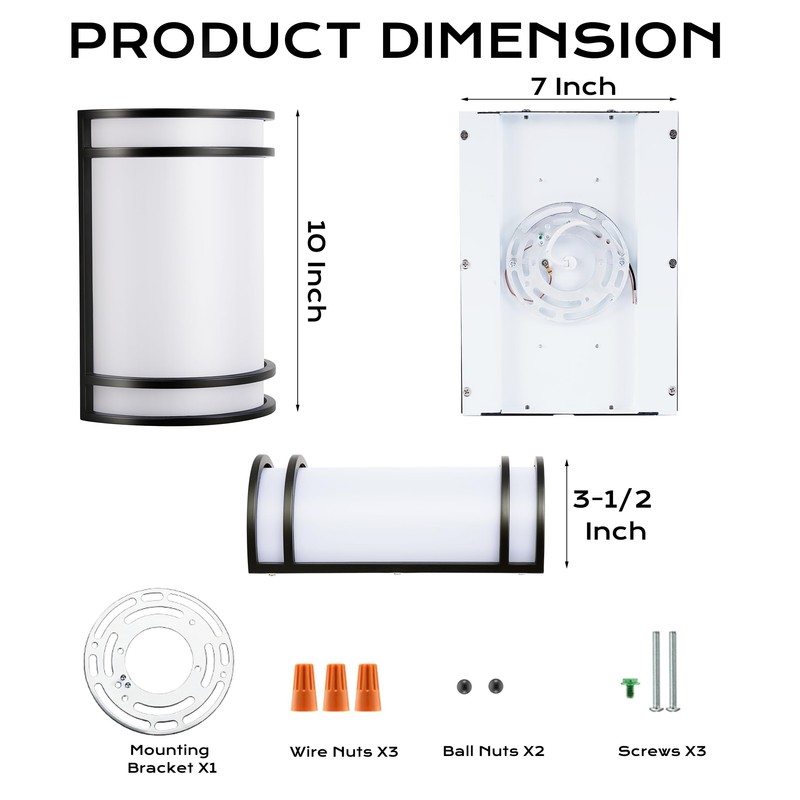 CLOUDY BAY LED 3 Color Wall Sconce,Wall Lighting,3000K/4000K/5000K Color Temperature