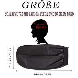 Long Satin Sleeping Cap, Pack of 2 Large Sleeping Caps for Women, Long Braids Satin Sleeping Cap, Extra Large Sleeping Cap with Wide Elastic Band, Soft and Comfortable, Black and gold