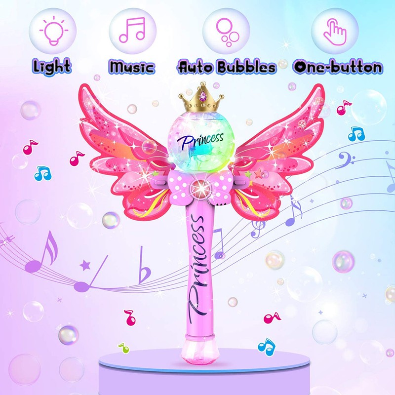 Electric Bubble Machine Fairy Bubble Wand Bubble Blower for Girls