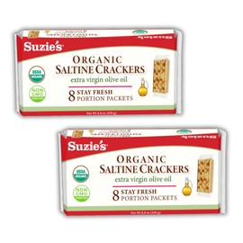 Suzie's Organic Saltines Salt & Extra Virgin Olive Oil -- 8.8 oz - 2 pc