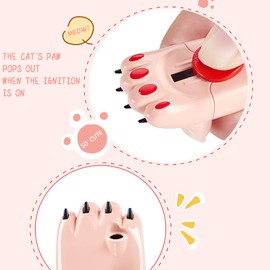 KAIEOMGN Cat Paw Cute Butane Lighters Refillable, Pretty Aesthetic Novelty Lighter, Unique Gifts for Women Fireplace Candles Camping BBQ (No Butane Fuel) (Pink)