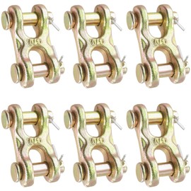 SEHOI 6 Packs 3/8 Inch Twin Clevis Link, Zinc Plated G70 Forged Chain Repair Links, Truck Trailer Tie Down Links for Trucks, Trailers, 6600 Working Load Limit