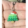 Christmas Tree With Santa Hat Charm Zipper Pull & Keychain