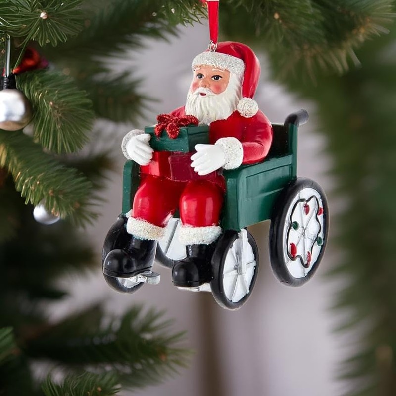 The Bridge Collection Santa in Wheelchair Ornament - Santa Claus
