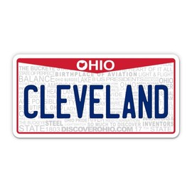 Squiddy Cleveland Ohio State License Plate Style - Vinyl Sticker Decal for Phone, Laptop, Water Bottle (3.5" Wide)