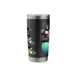 Gorilla on Exercise Ball Gym Fitness Workout Training Sport Stainless Steel Insulated Tumbler