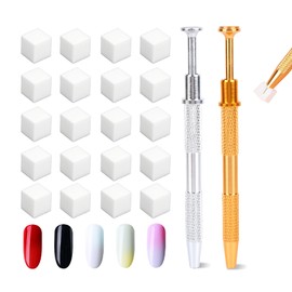 100pcs Soft Nail Sponges for Ombre, with 2pcs Metal Grabbing Pens Gradient Nail Art Tools for Professional Manicure and Home DIY Salon Charms Supplies