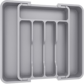 Lifewit Organizador de cajones para Cubiertos, Bandeja expandible para Utensilios sin BPA, Soporte Ajustable para Cubiertos y Cubiertos, organizadores y Almacenamiento de Cocina de plástico, Gris
