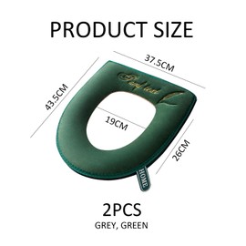 CVDYWDJIE Pack of 2 Toilet Seat Covers, Moisture-Absorbing and Breathable Toilet Covers, Soft and Comfortable Toilet Covers, Toilet Accessories (Grey, Green)