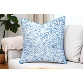 MANOJAVAYA Rain Drops Printed Pillow Cover - 18x18 Inch Blue Square Cushion Cover - Decorative Throw Pillowcase for Sofa, Couch, Chair - Modern Abstract Design