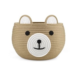 PandaEar Babykorb aus Baumwollseil, Baby-Geschenkkorb, Kinderzimmer, Wäsche-Organizer mit niedlichem Bären-Design zur Aufbewahrung von Säuglings- und Neugeborenen-Essentials, Windelkorb mit Griff