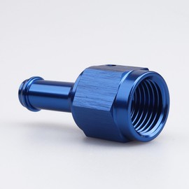 AC PERFORMANCE Aluminum Straight Female AN6 to 3/8" Swivel Hose Barb Fitting, 6AN to 3/8 inch Barb, Blue