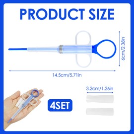 4 Pillenspender für Katzen und Hunde, wiederverwendbare Spritzen für Haustiere mit 8 austauschbaren weichen Spitzen, ideal für die sichere Verabreichung von Medikamenten und Lebensmitteln (blau)