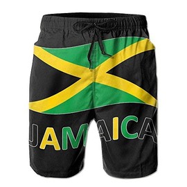 CUTEDWARF Men's Board Shorts Jamaican Flag Swim Trunks Summer Beach Shorts White, Large