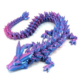 3D Printed Dragon,Chinese Dragon,Dragon Statue 12 in Fidget Toys for Autism/ADHD,3D Printed Gift Toy, Executive Desk Toys,Home Office Decor Purple