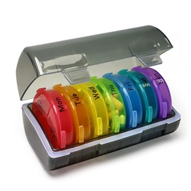 Pill Organiser 3 Times Daily Weekly Pill Case 7 Days 7 Colours Large Pill Case with 21 Compartments Travel Pill Organiser Container for Medication