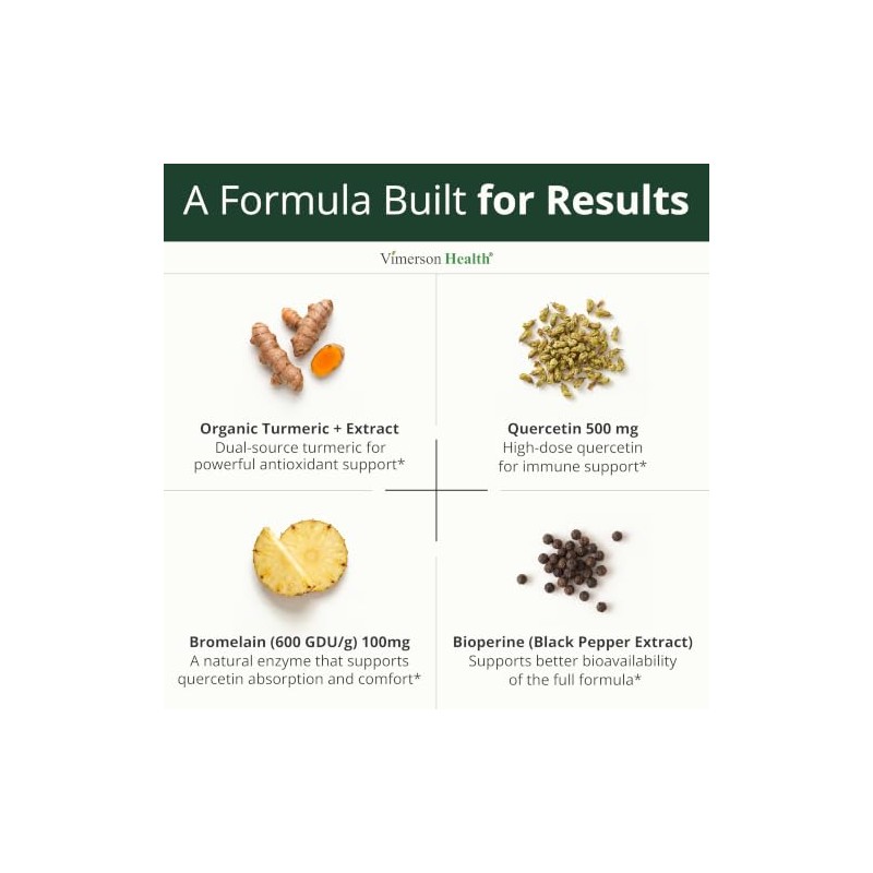 Vimerson Health Bordative Quercetina, curcumina e cúrcuma com suplemento de