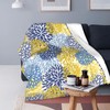 Abucaky Blue Yellow Navy Chrysanthemum Flowers Fleece Throw Blanket Ultra