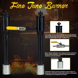 Simond Store Propane Forge Double Burner Kit - Steel Propane Burner with Valve