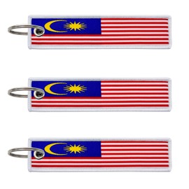 LLBFHH 3 Pcs Malaysia Malaysian Country Flag Keychain,Woven label Key Chains for Car Keys,Fabric Key Chains Men and Women,Used for Various Decorations.