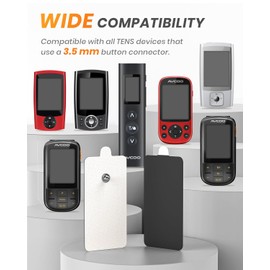 10-Pack TENS Unit Replacement Pads, Rectangular Snap TENS Electrode Pads with self-Adhesion for 50 Times, AVCOO Latex-Free 1.8"X3.8" TENS Pads Compatible with TENS EMS Devices Use 3.5mm Button Leads