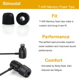 Simoutal 6 Pairs 5mm Isolate Noise Replacement Memory Foam Earplugs Sleeves, In-Ear Moniter Earbud Tips T-400 (Medium, Grey)